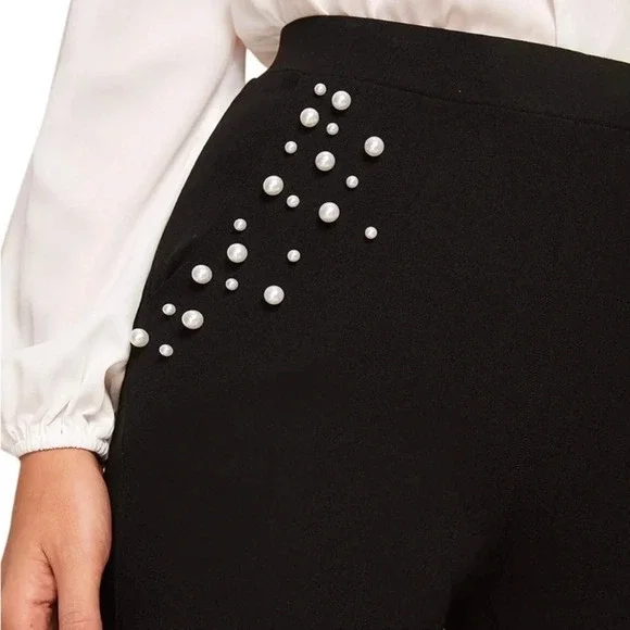 Pleated Dress Pants | Pearl Detail | XL - Picture 3 of 7